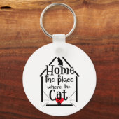 Thuis is waar de kat is, huis silhouet sleutelhanger (Achterkant)