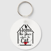 Thuis is waar de kat is, huis silhouet sleutelhanger (Achterkant)