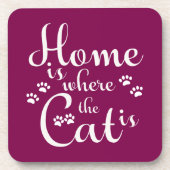 Thuis is waar de kat is kleine poten bier onderzetter (Voorkant)
