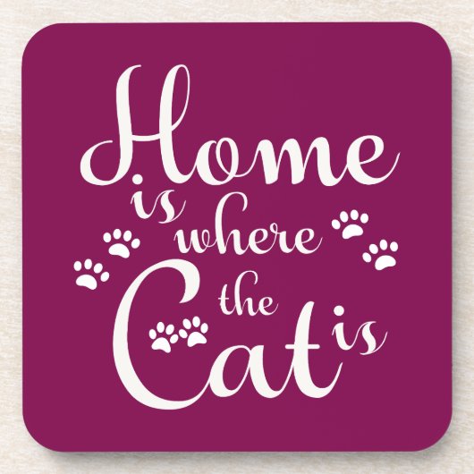 Thuis is waar de kat is kleine poten bier onderzetter (Voorkant)