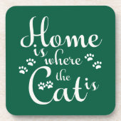 Thuis is waar de kat is kleine poten bier onderzetter (Voorkant)