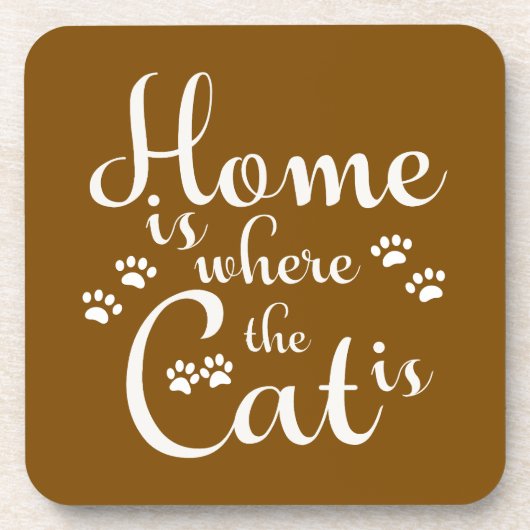 Thuis is waar de kat is kleine poten bier onderzetter (Voorkant)