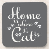 Thuis is waar de kat is kleine poten bier onderzetter (Voorkant)