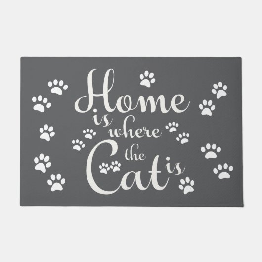 Thuis is waar de kat is kleine poten deurmat (Voorkant)