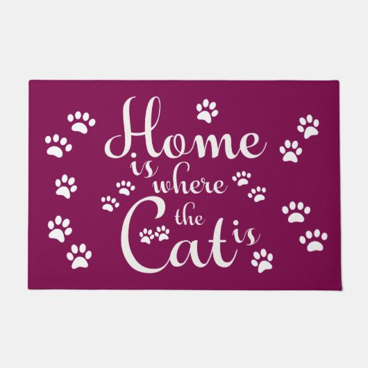Thuis is waar de kat is kleine poten deurmat (Voorkant)