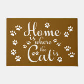 Thuis is waar de kat is kleine poten deurmat (Voorkant)