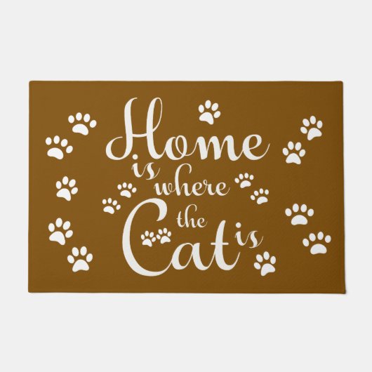 Thuis is waar de kat is kleine poten deurmat (Voorkant)