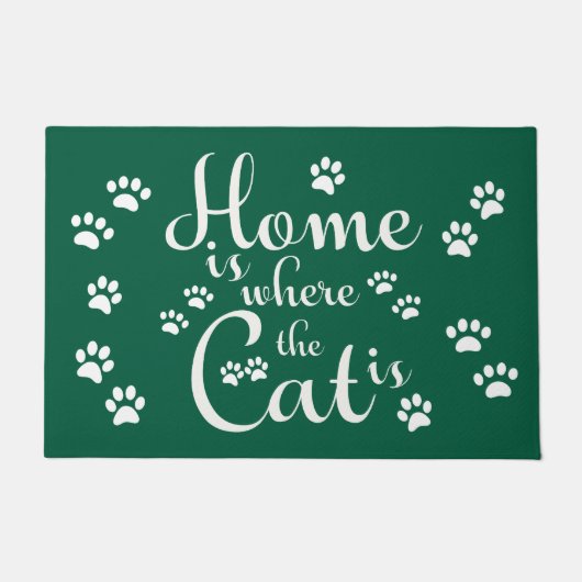 Thuis is waar de kat is kleine poten deurmat (Voorkant)