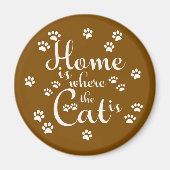 Thuis is waar de kat is kleine poten magneet (Voorkant)