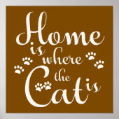 Thuis is waar de kat is kleine poten poster (Voorkant)