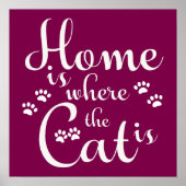 Thuis is waar de kat is kleine poten poster (Voorkant)