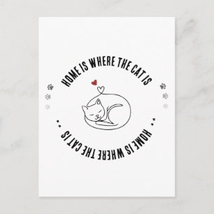 Thuis Is Waar De Kat Is Minimalistische Cute Kat C Briefkaart
