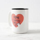 Thuis is waar de kat is tweekleurige koffiemok (Voorkant links)