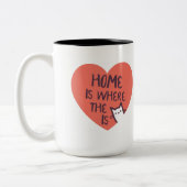 Thuis is waar de kat is tweekleurige koffiemok (Links)