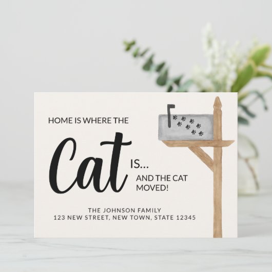 Thuis is waar de kat is We hebben de kat verplaats Aankondiging (Staand voorkant)