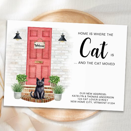 Thuis is waar de kat is We hebben de kat verplaats Aankondigingskaart