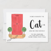 Thuis is waar de kat is, we zijn verhuisd aankondiging (Voorkant)