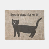 Thuis Is Waar de Kat Is Zwarte Kat Deurmat (Voorkant)