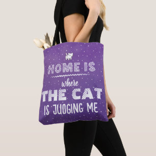 Thuis Is Waar De Kat Me Beoordelt Grappig Tote Bag
