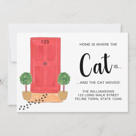 Thuis is waar de kat zich beweegt aankondiging (Voorkant)