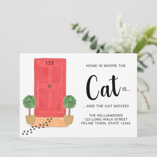 Thuis is waar de kat zich beweegt aankondiging (Staand voorkant)