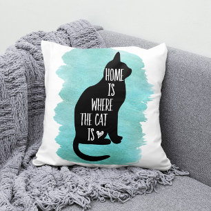 Thuis is waar de katten - Aqua Kussen