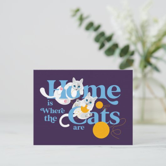 Thuis is waar de katten Briefkaart zijn (Staand voorkant)