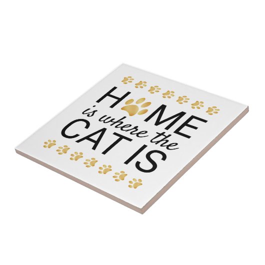 Thuis is waar de katten olievlekken zijn tegeltje (Zijkant)