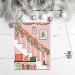 Thuis is waar de kousen zijn feestdagenkaart<br><div class="desc">Originele illustratie Becky Nimoy 2023 Pas de achterkant aan met een lichte achtergrondkleur,  bewerk foto en bericht naar wens. Open de volledige editor om elementen te verwijderen die u niet nodig hebt.</div>
