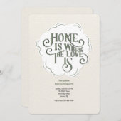 Thuis is waar de liefde de opwarmingspartij is kaart (Voorkant / Achterkant)