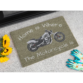 Thuis is waar de motorfiets is deur welkom mat