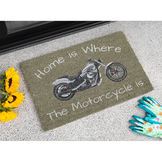 Thuis is waar de motorfiets is deur welkom mat