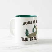 Thuis is waar de paden wandelen tweekleurige koffiemok (Voorkant links)