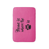 Thuis is waar de Paw Print Roze Rug Bath Mat is (Voorkant Verticaal)