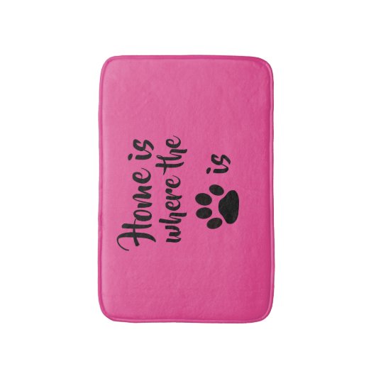 Thuis is waar de Paw Print Roze Rug Bath Mat is (Voorkant Verticaal)