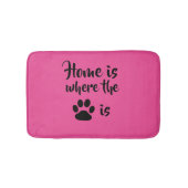 Thuis is waar de Paw Print Roze Rug Bath Mat is (Voorkant)