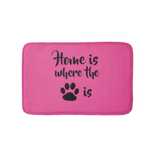 Thuis is waar de Paw Print Roze Rug Bath Mat is (Voorkant)