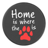 Thuis is waar de pookletafdruk zwart is hockey puck (Voorkant)