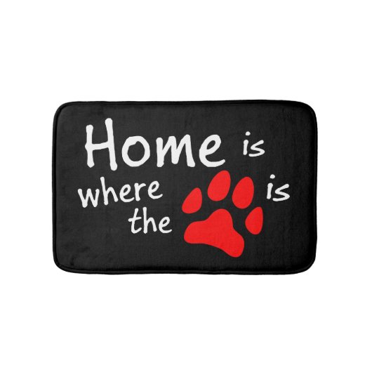 Thuis is waar de pootafdruk zwart badkamermat is badmat (Voorkant)
