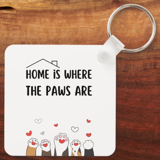 Thuis is waar de poten Schattige zijn Sleutelhanger (Achterkant)