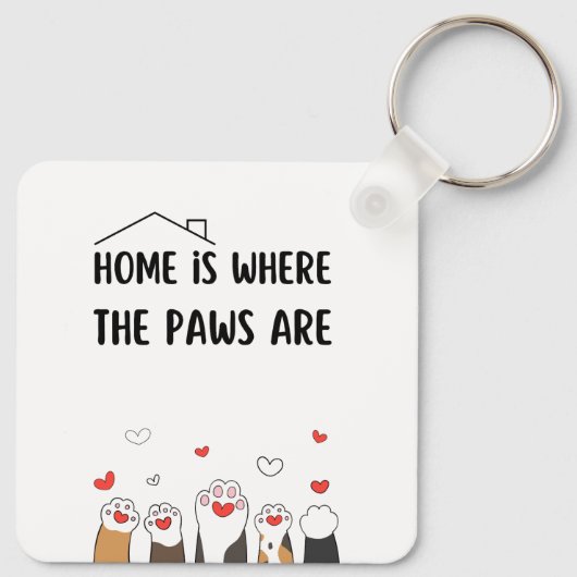 Thuis is waar de poten Schattige zijn Sleutelhanger (Achterkant)