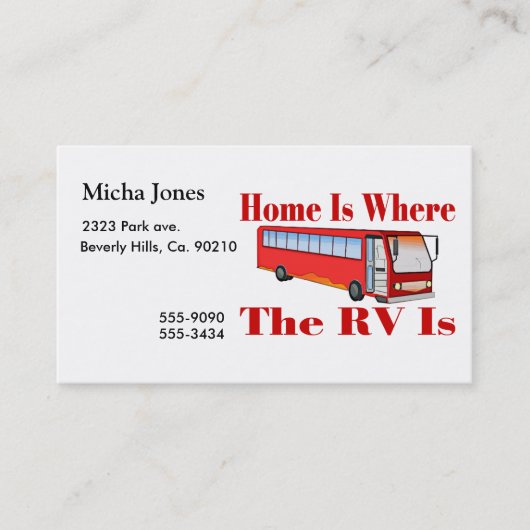 Thuis is waar de RV Visitekaartje (Voorkant)