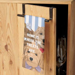 'Thuis Is Waar De Treats Zijn' Blauw En Wit  Theedoek