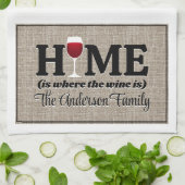 Thuis is waar de wijn is gepersonaliseerd theedoek (Gevouwen)