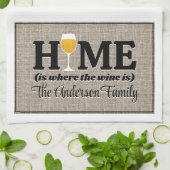 Thuis is waar de wijn is gepersonaliseerd theedoek (Gevouwen)