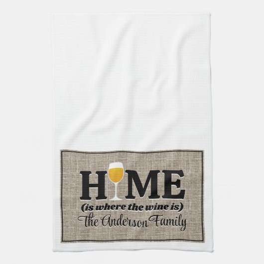 Thuis is waar de wijn is gepersonaliseerd theedoek (Verticaal)