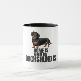 Thuis Is Waar de Zwarte en Lichtbruine Dachshond I Mok