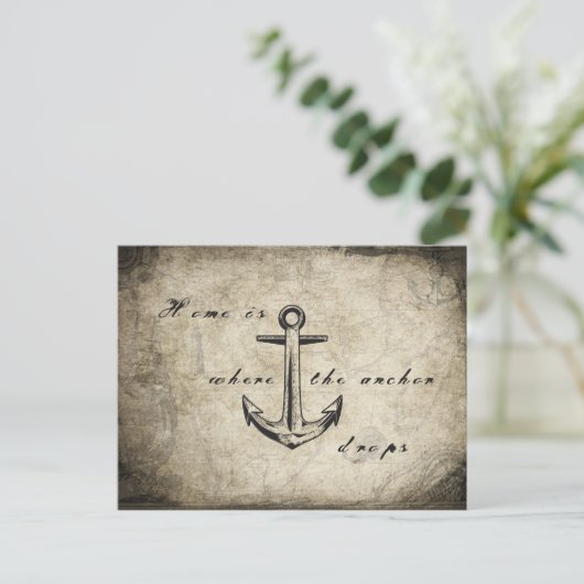 Thuis is waar het anker valt briefkaart (Staand voorkant)