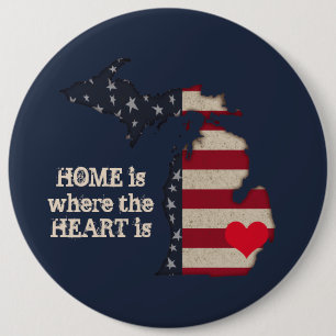 Thuis is waar het hart Amerikaan Michigan Ronde Button 6,0 Cm