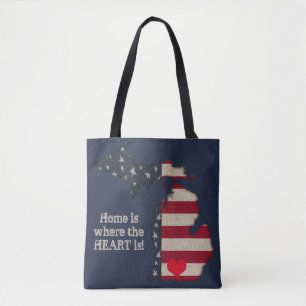 Thuis is waar het hart Amerikaan Michigan Tote Bag